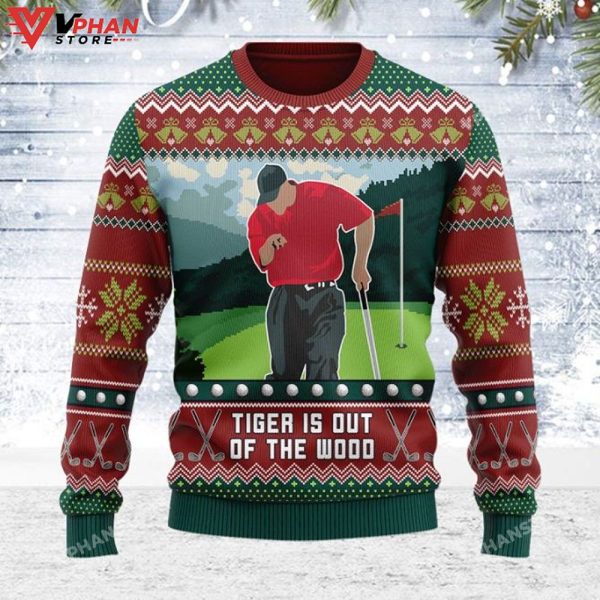 Tiger Is Out Of The Wood Ugly Sweater, Tiger Wood 3D Sweater