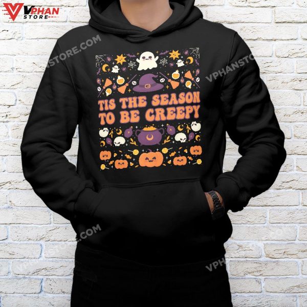 Tis The Season To Be Creepy Skeleton Halloween Spooky Season T-Shirt