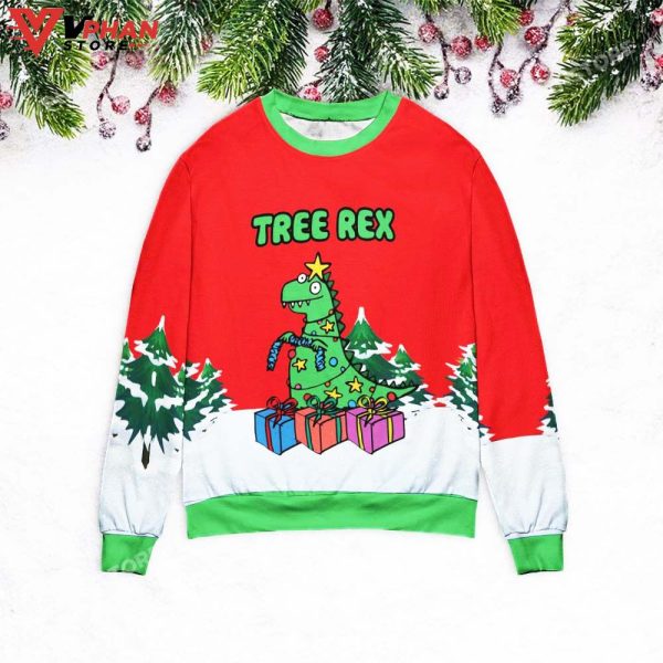 Tree Rex Light Up Ugly Christmas Sweater, Vintage Cute Sweater