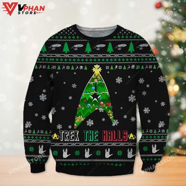 Trek The Halls Star Trek Ugly Christmas Sweater