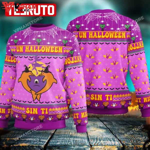 Un Halloween Sin Ti Purple Bad Bunny Ugly Christmas Sweater