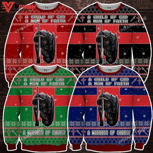 Veteran A Warrior Of Christ Ugly Christmas Sweater