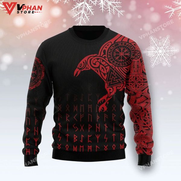 Vikings The Raven of Odin Tattoo Sweater, Ugly Christmas Sweater