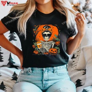 Vintage Halloween Dead Inside But Caffeinated Skeleton T Shirt 1