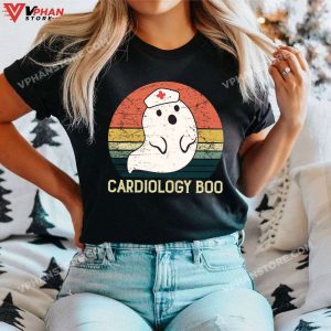 Cardiology Boo Nurse Vintage Halloween Ghost Nursing Medical T-Shirt