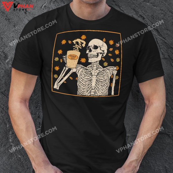 Vintage Halloween Skeleton Pumpkin Spice Latte Syrup Creamer T-Shirt