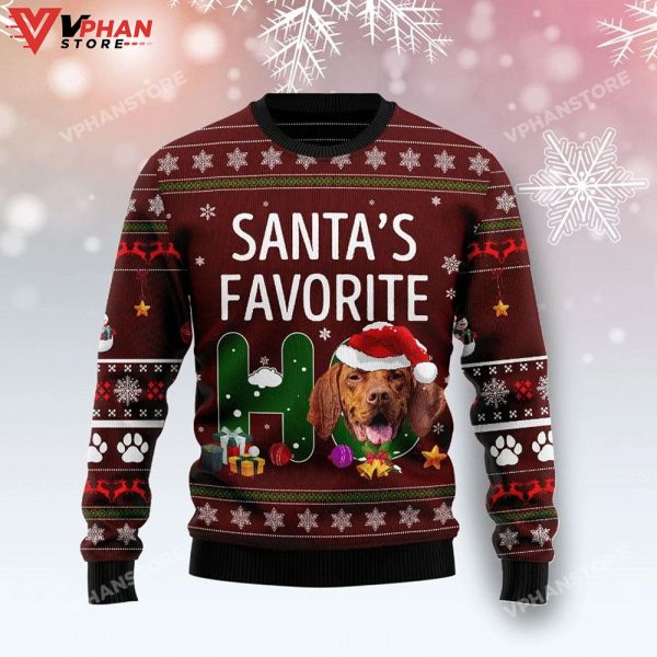 Vizsla Santa Favorite Ho Dog Ugly Christmas Sweater