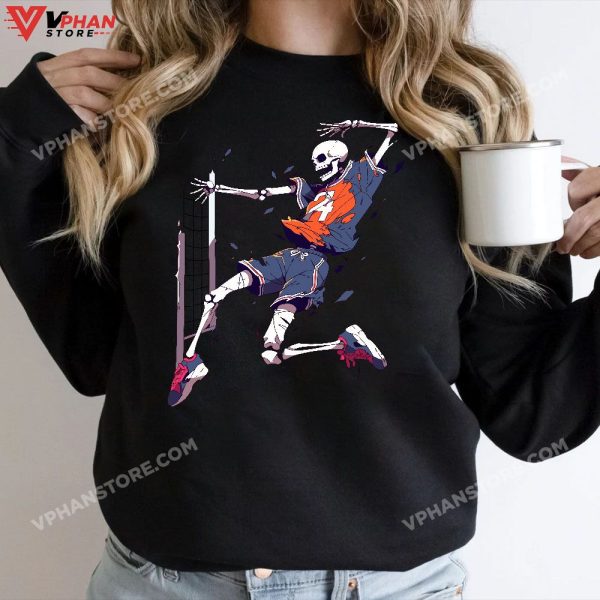 Volleyball Player Halloween T-Shirt, Volleyball Skeleton Women Men