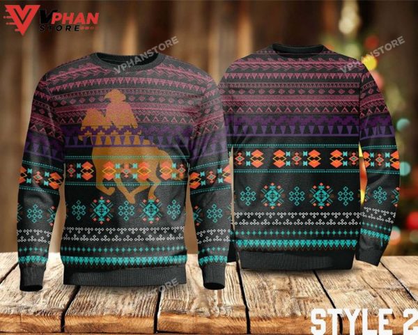 Western Cowboys All Over Print Sweater, Ugly Christmas Sweater