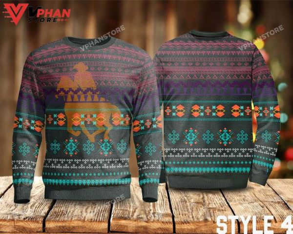 Western Cowboys All Over Print Sweater, Ugly Christmas Sweater