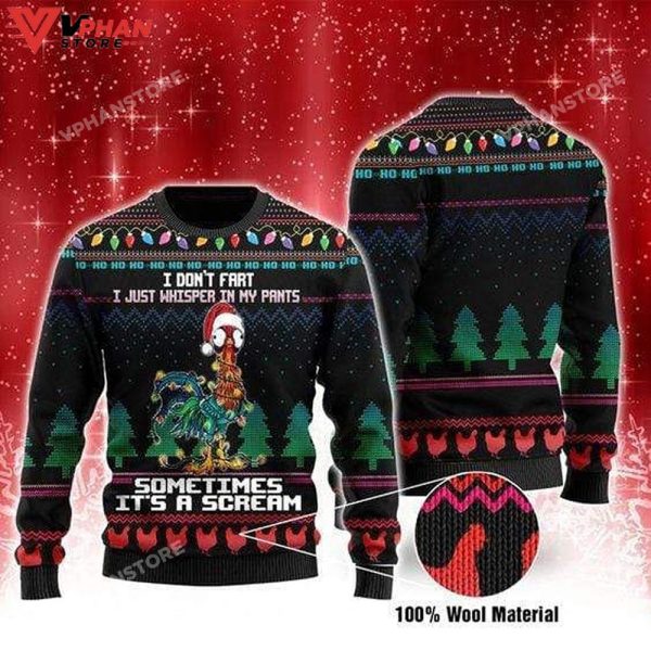 Whisper In My Pants Rooster Christmas Ugly Sweater