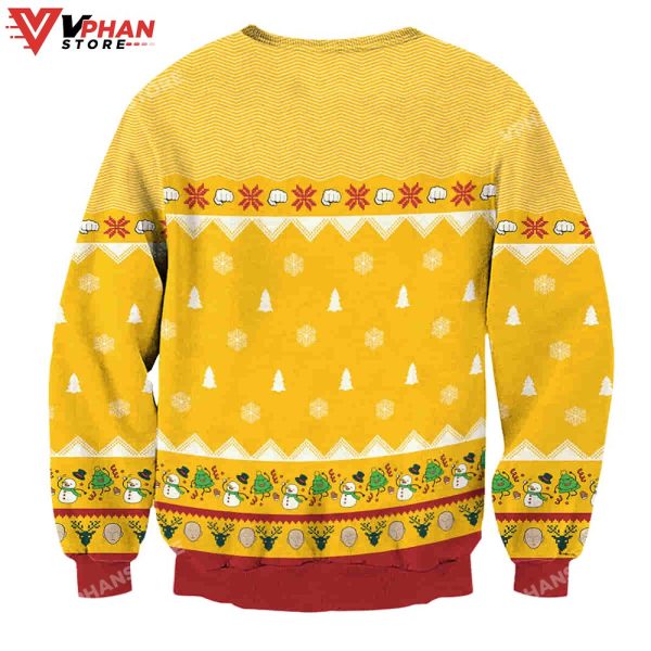 Wish You Ok Christmas Wool Knitted Sweater, One Punch Man 3D Sweater