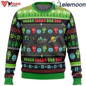 Wubba Lubba Wubba Lubba Rick Morty Ugly Christmas Sweater 1