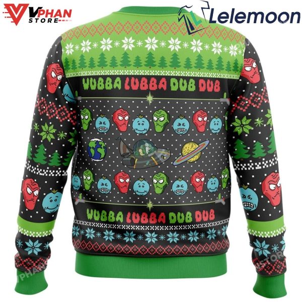 Wubba Lubba Rick Morty Ugly Christmas Vintage Costume Sweater