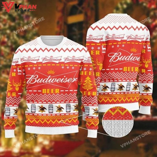 Xmas Drink Lover Gifts, Budweiser Beer Ugly Christmas Sweater