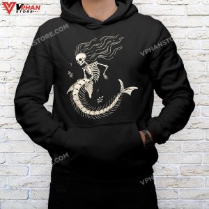 mockup black hoodie men Mermaid Skeleton Halloween Costume Women Girls T Shirt