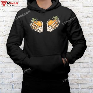 mockup black hoodie men Pumpkin Skeleton Hands Bra Shirt Halloween Costume Girls T Shirt