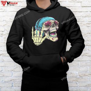 mockup black hoodie men Rock and Roll Skull Skeleton Halloween