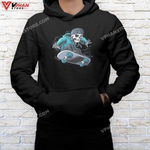 mockup black hoodie men Skateboarding Skeleton Funny Skater Skate Board Halloween T Shirt