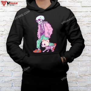 mockup black hoodie men Skeleton And Dog Halloween Costume Funny Skull Men Women T Shirt