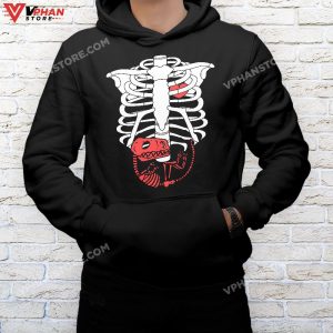 mockup black hoodie men Skeleton Baby Dino T Rex Halloween Pregnancy Announcement T Shirt