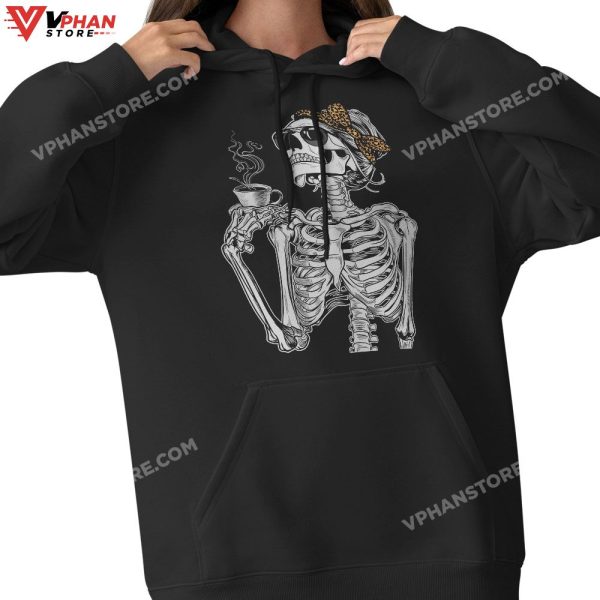 Skeleton Coffee Drinking Lazy DIY Halloween Costume Women Sweatshirt