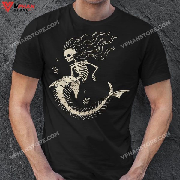 Mermaid Skeleton Halloween Costume Women Girls T-Shirt, Halloween Outfit Skeleton