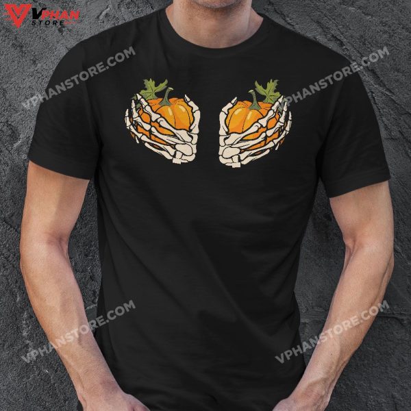 Pumpkin Skeleton Hands Bra Shirt Halloween Costume Girls T-Shirt