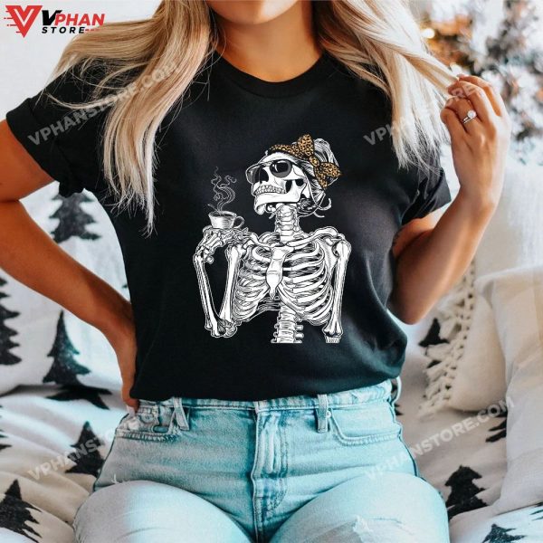 Skeleton Coffee Drinking Lazy DIY Halloween Costume Women Sweatshirt