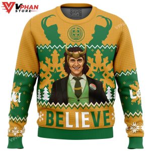 Believe Loki Marvel Ugly Christmas Sweater 1