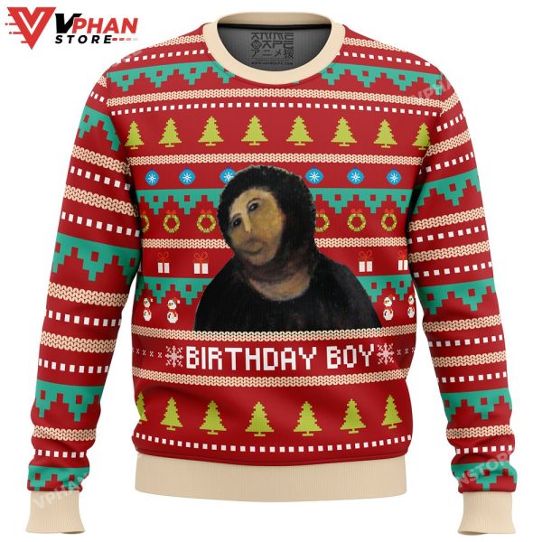 Birthday Boy Potato Jesus Ugly Christmas Sweater