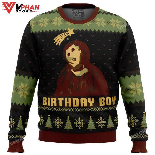 Birthday Boy The Ruined Fresco Of Jesus Christmas Sweater