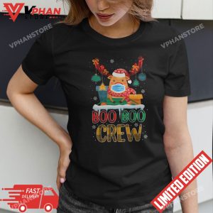 Boo Boo Crew Nurse Reindeer Buffalo Plaid Christmas Nurse T Shirt 1