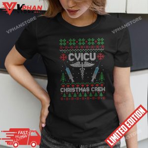 CVICU Nurse Christmas Crew RN Ugly Matching Xmas Premium T Shirt 1