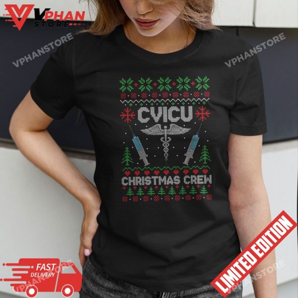 Cvicu Nurse Christmas Crew RN Ugly Matching Xmas Premium T-Shirt