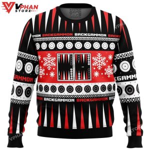 Christmas Backgammon Board Games Ugly Christmas Sweater 1