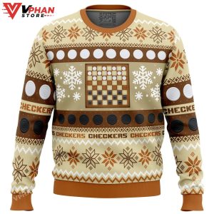 Christmas Checkers Board Games Ugly Christmas Sweater 1