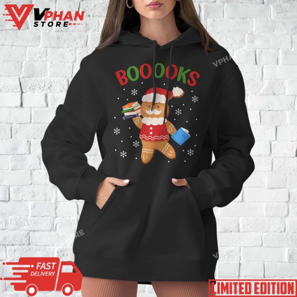 Christmas Gingerbread Books Librarian Reader Reading Teacher T-Shirt