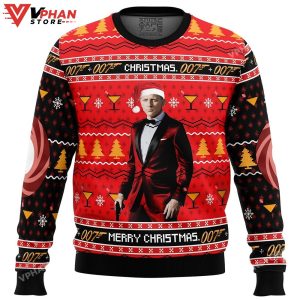 Christmas Merry Christmas 007 James Bond Ugly Christmas Sweater 1