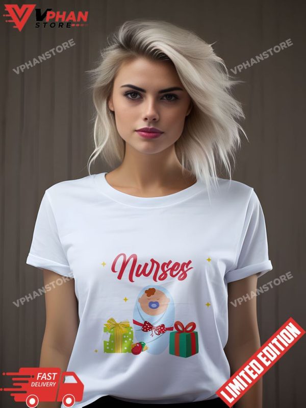 Mother Baby Nurses Wrap The Best Gifts Christmas T-Shirt