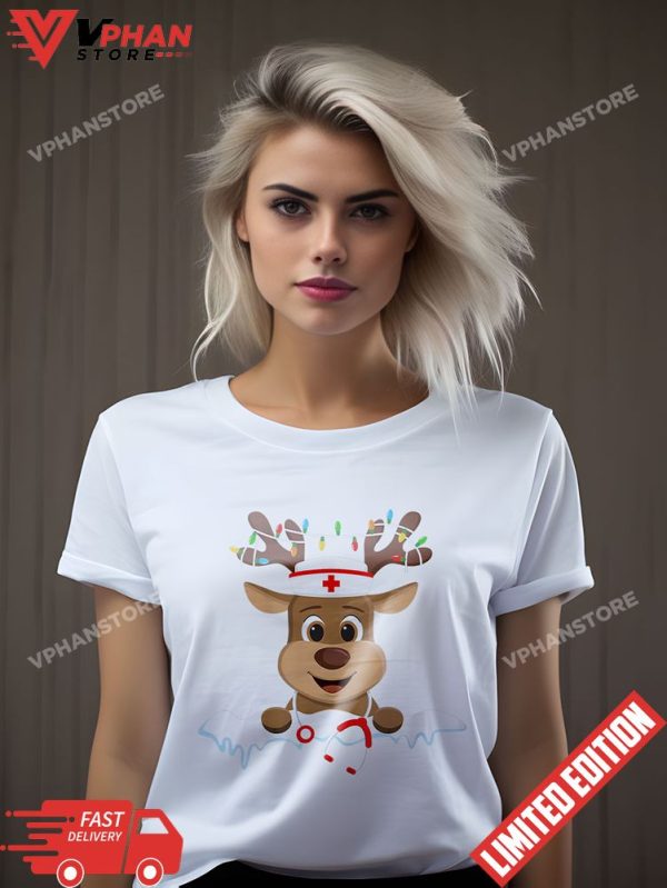 Love Nicu RN ER Santa Reindeer Nurse Hat Elf Christmas T-Shirt