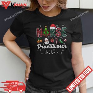 Christmas Nurse Practitioner Scrubs Nurse Xmas Stethoscope T Shirt 1