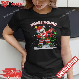 Christmas Scrub Tops Women Dabbing Santa Scrubs Nurse Squad T Shirt 1