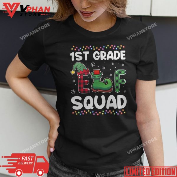 Christmas Teacher 1st Grade Elf Squad Matching Group Xmas T-Shirt