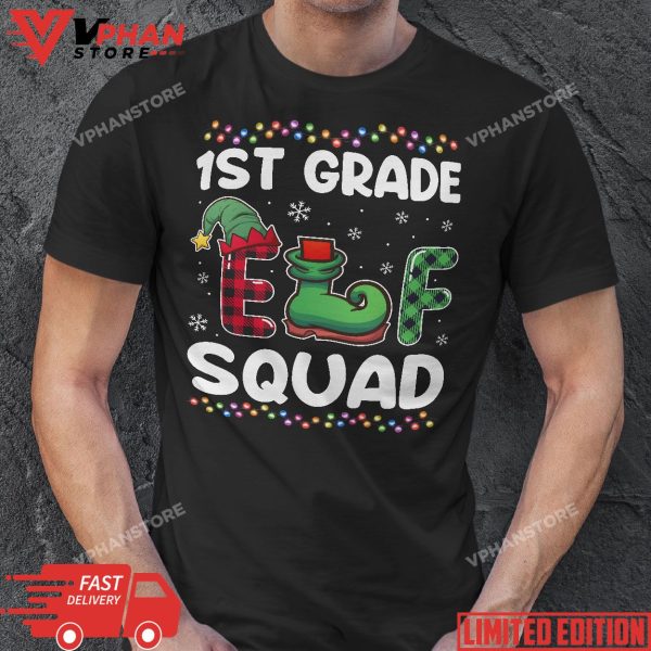 Christmas Teacher 1st Grade Elf Squad Matching Group Xmas T-Shirt