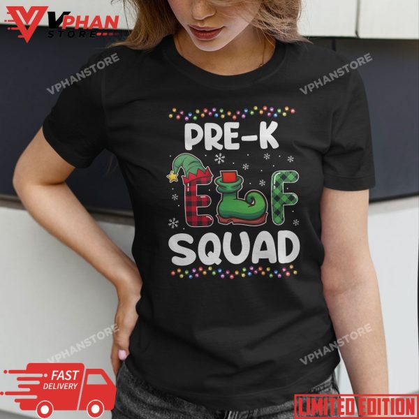 Christmas Teacher 1st Grade Elf Pre K Squad Matching Group Xmas T-Shirt