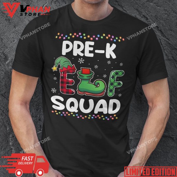 Christmas Teacher 1st Grade Elf Pre K Squad Matching Group Xmas T-Shirt