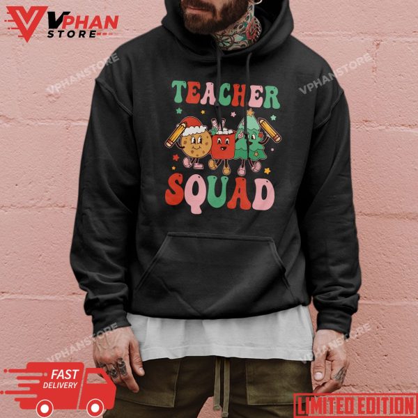 Christmas Teacher Squad Retro Groovy Xmas Teacher Women T-Shirt