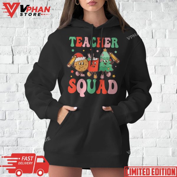 Christmas Teacher Squad Retro Groovy Xmas Teacher Women T-Shirt