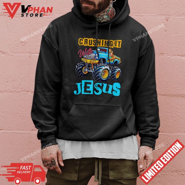 Crushing It With Jesus Christian Monster Truck Jesus T-Shirt